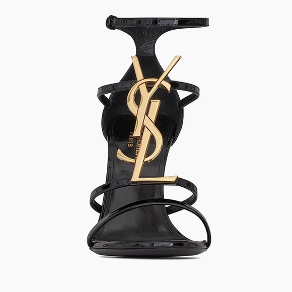 Saint Laurent Cassandra Gold-Logo Embellished Patent Leather Heels - Picture 14 of 17